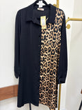Leopard Contrast Button-Down Tunic