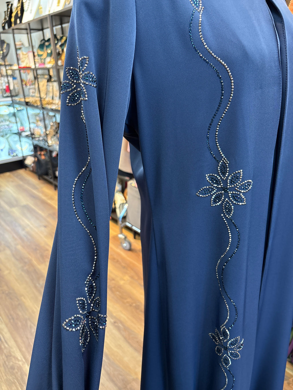 Floral Abaya Navy