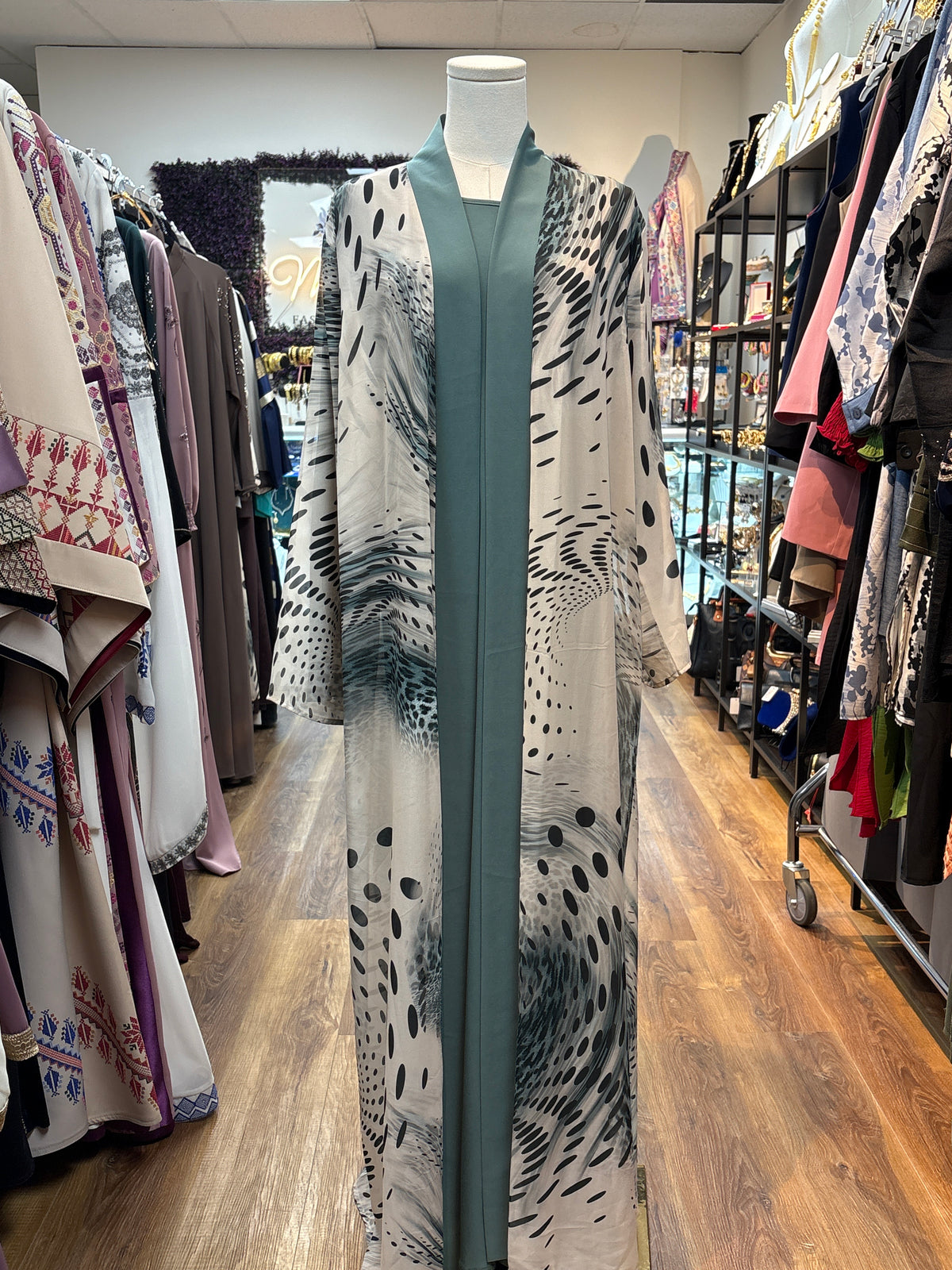 Floral Abaya (turquoise)