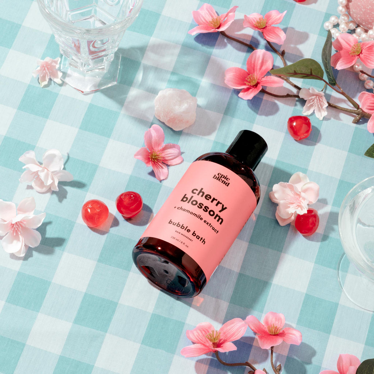 Epic Blend Cherry Blossom Bubble Bath on tabletop