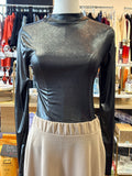 Charcoal Shimmer Mock-Neck Top