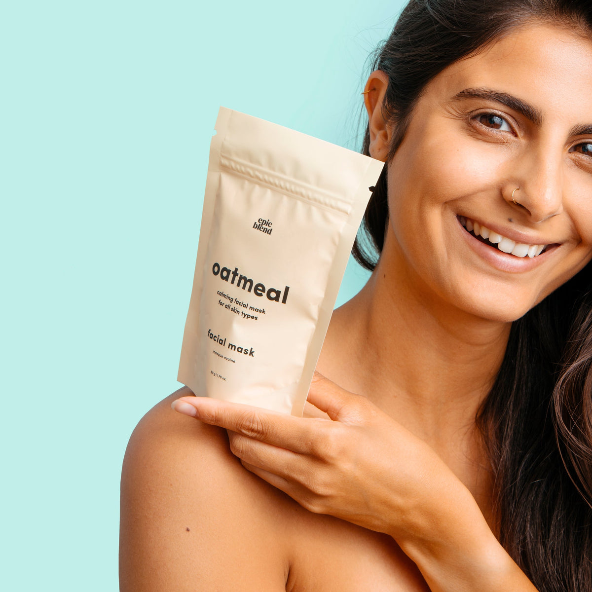 Epic Blend Oatmeal Facial Mask applied