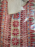 Thawb Al-Sumud cream and red Palestinian embroidered thobe made in Jordan, Mariam Fashion & Beauty Mississauga