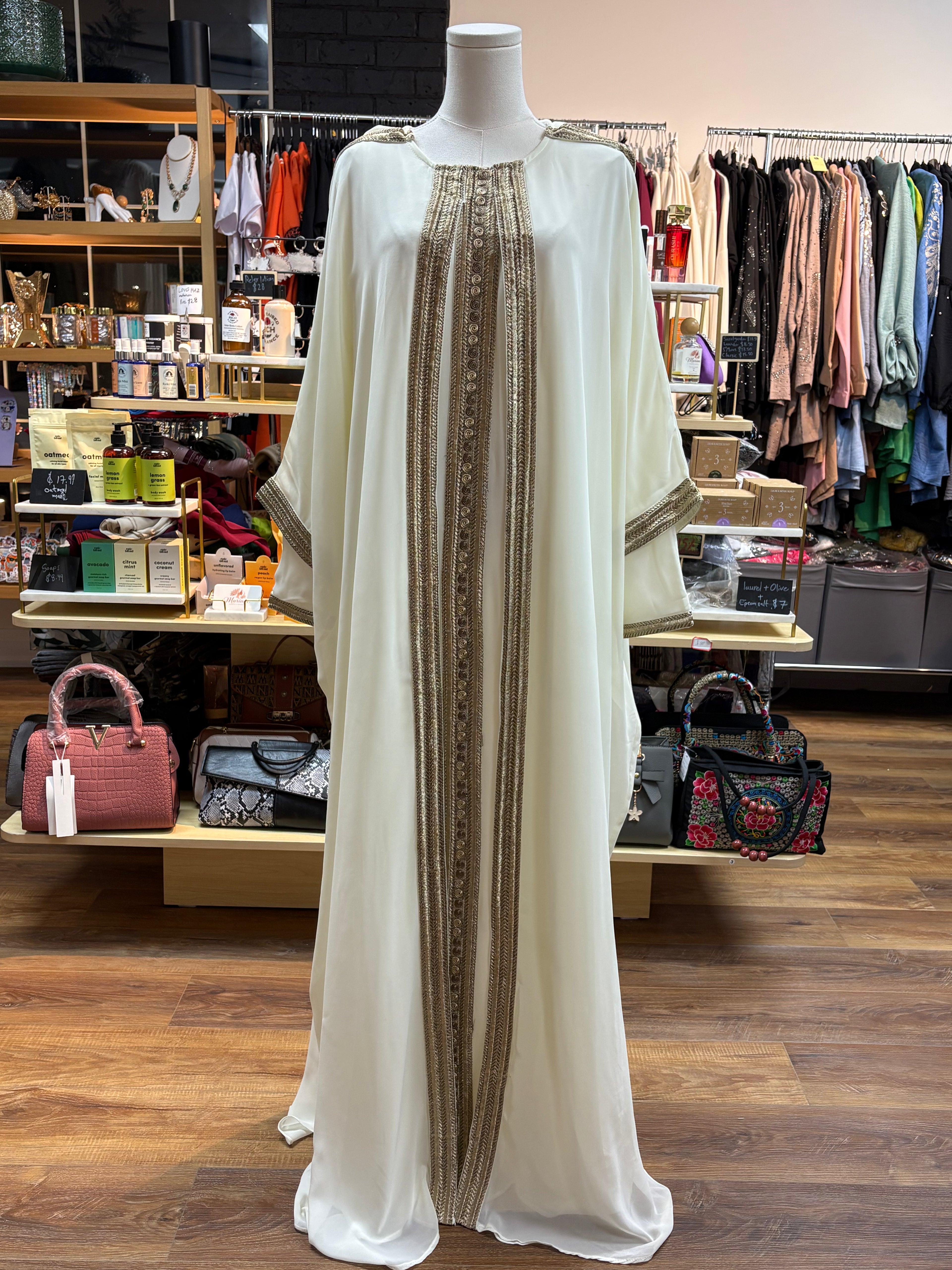Butterfly Abaya Kaftan in white – Mariam Fashion & Beauty Mississauga